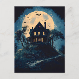 Postal Casa de fantasía en una colina, concepto de Hallow