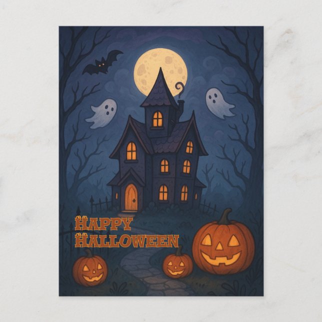 Postal Casa de fantasía y belleza | Halloween- (Anverso)