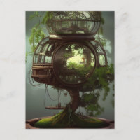 Casa de hadas steampunk bonsai generada por IA