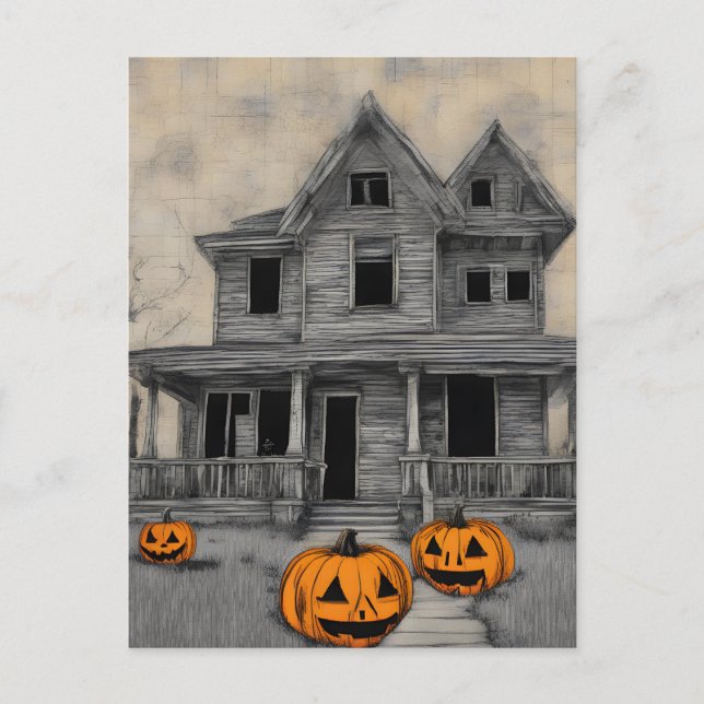 Postal Casa de Halloween (Anverso)