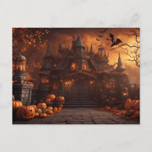 Postal Casa de Halloween Espeluznante Mansión Embrujada G