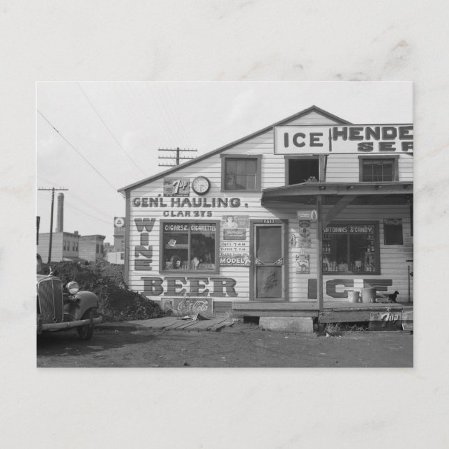 Postal Casa de Hielo y Tienda, 1937 (Anverso)