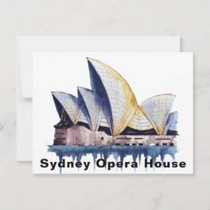 Postal Casa de la Ópera de Sydney Australia Acuarela