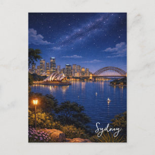 Postal Casa de la Ópera de Sydney Australia de noche