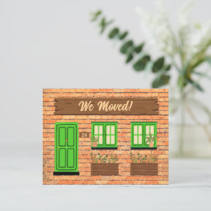Postal Casa de ladrillo con puerta verde que movimos Invi