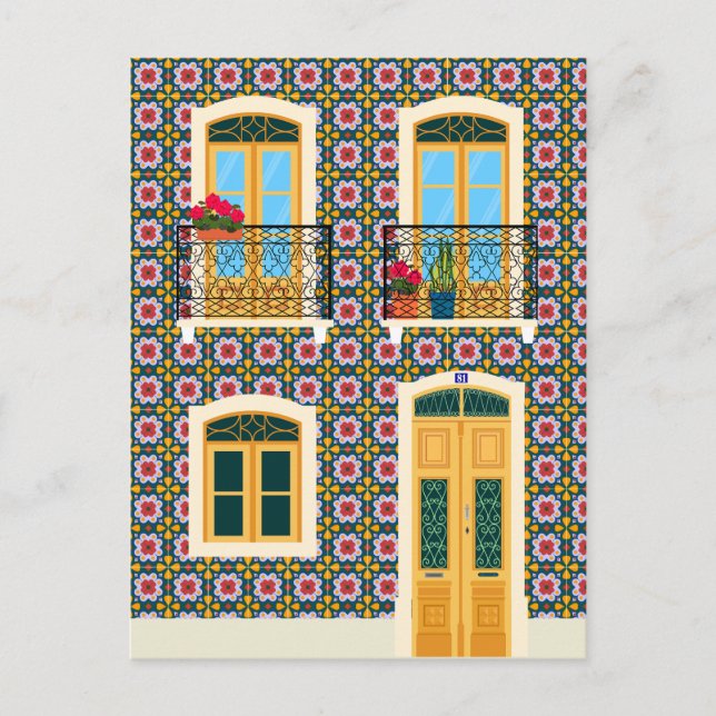 Postal Casa de Lisboa con azulejos (Anverso)