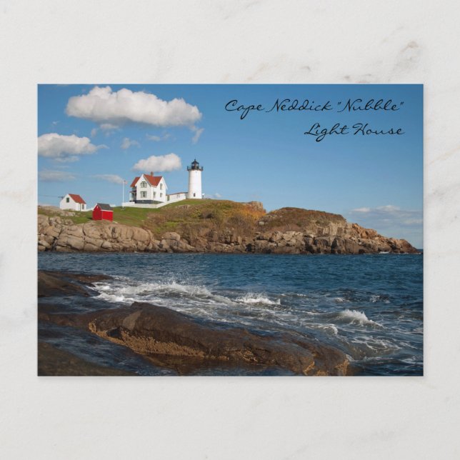 Postal Casa de luz "Nubble" de Cabo Neddick (Anverso)