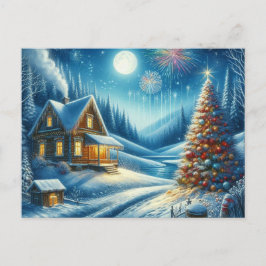 Postal Casa de navidades con árbol de Navidad 5