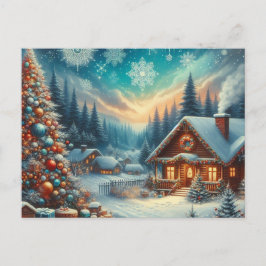 Postal Casa de navidades con árbol de Navidad 8