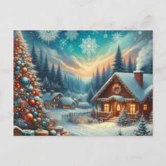 Postal Casa de navidades con árbol de Navidad 8