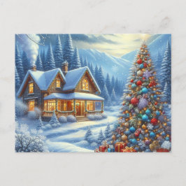 Postal Casa de navidades con árbol de Navidad 9