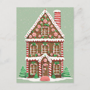 Postal Casa de Navidades de pan de jengibre, poscruce
