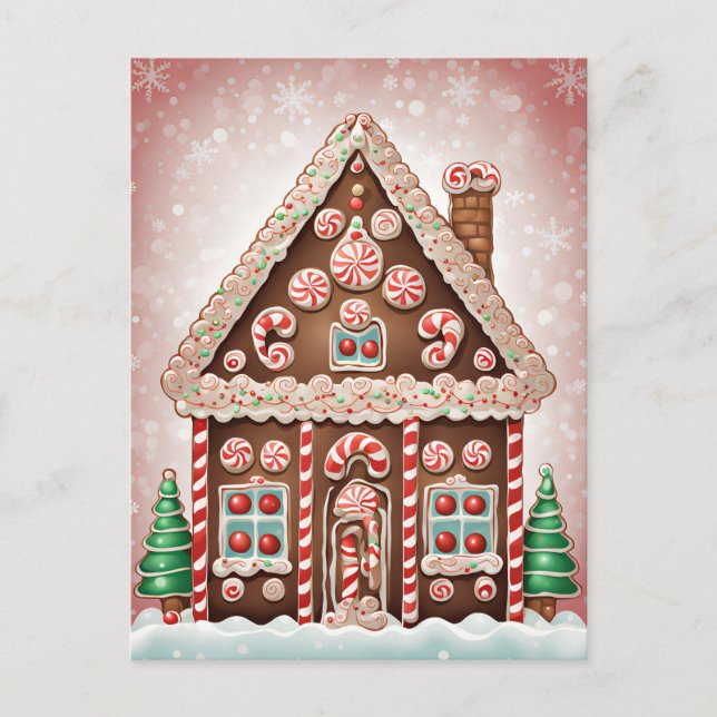 Postal Casa de Navidades de pan de jengibre, poscruce (Anverso)