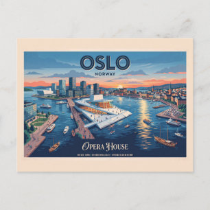 Postal Casa de Ópera de Oslo Cartel de Viaje Vintage - No