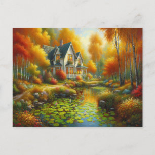 Postal Casa de otoño lago 