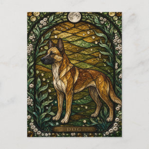 Postal Casa de Perro Crepúsculo Ilumina Vidrio Emplomado