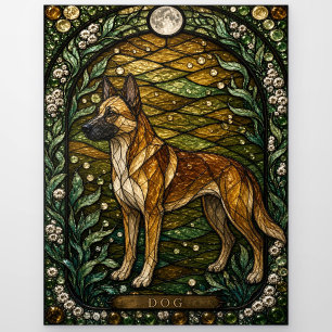 Postal Casa de Perro Crepúsculo Ilumina Vidrio Emplomado