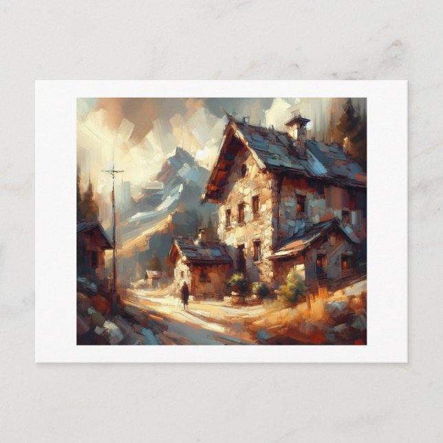 Postal Casa de piedra antigua, (Anverso)