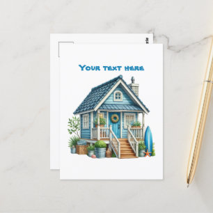 Postal Casa de playa linda agregar texto playa