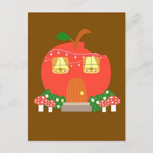 Postal Casa de rana de frutas de Apple (Anverso)