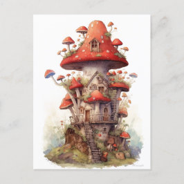 Postal Casa de setas rojas y blancas