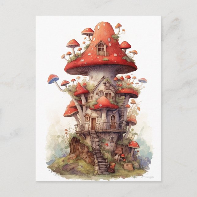 Postal Casa de setas rojas y blancas (Anverso)