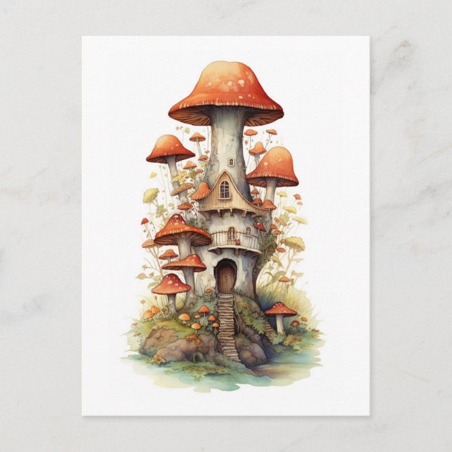 Postal Casa de setas rojas y blancas (Anverso)