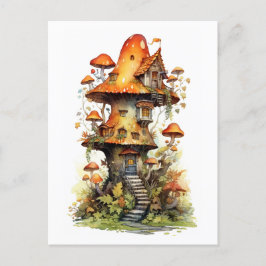 Postal Casa de setas rojas y blancas