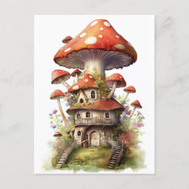 Postal Casa de setas rojas y blancas