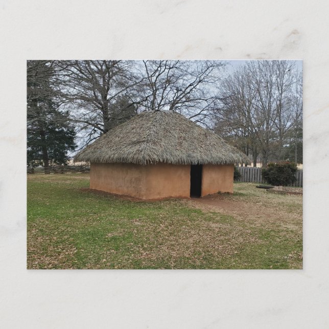 Postal  Casa de techo de paja Etowah  (Anverso)