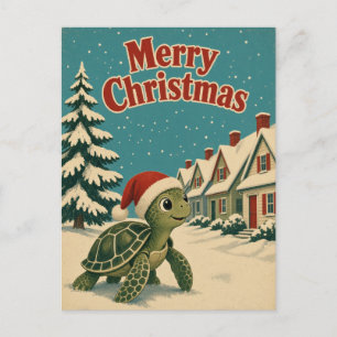 Postal Casa de Tortuga Marina Fila Animal Navidad