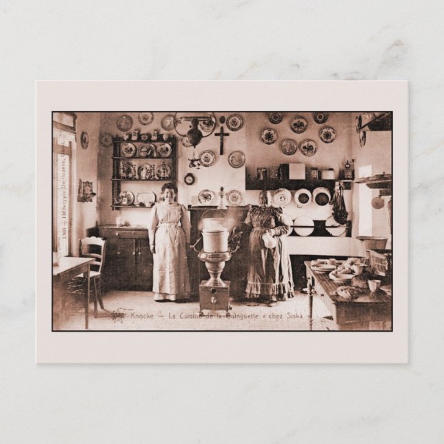 Postal Casa de waffé belga y panqueque de época (Anverso)