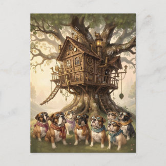 Postal Casa del árbol caprichosa construida dentro de un 