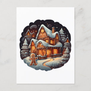 Postal Casa del hombre de Gingerbread de Navidad