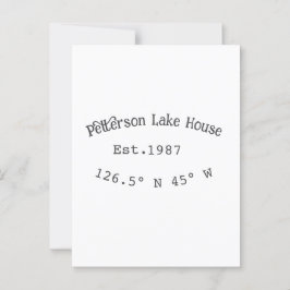 Postal Casa del lago. Fecha año personalizado coordenadas