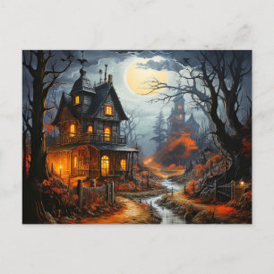 Postal Casa embrujada de Halloween espeluznante