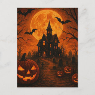 Postal Casa Embrujada de Halloween Noche de Terror Calaba