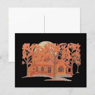 Postal Casa Embrujada Espeluznante de Halloween