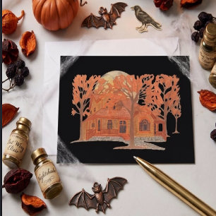 Postal Casa Embrujada Espeluznante de Halloween