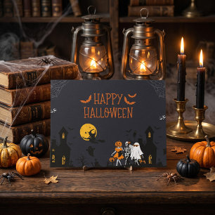 Postal Casa Embrujada Spooky Halloween Trunk o Trata