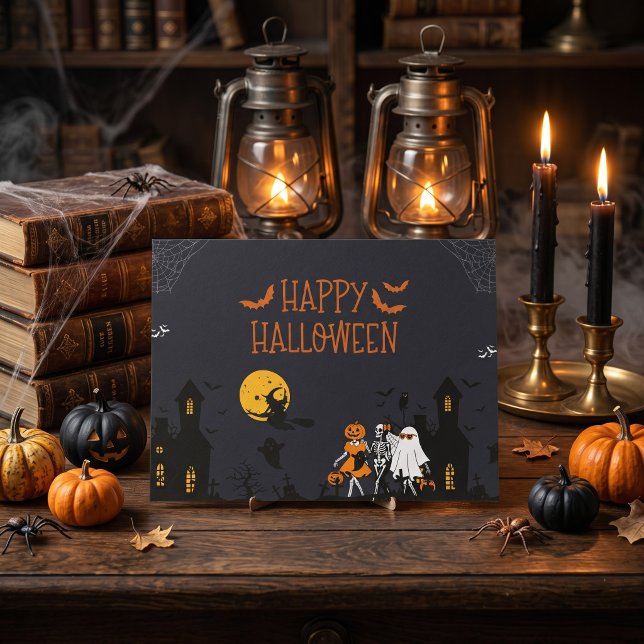 Postal Casa Embrujada Spooky Halloween Trunk o Trata (Subido por el creador)