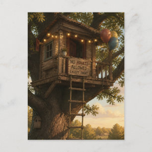 Postal Casa en el árbol para adultos solo hoy saludo por 