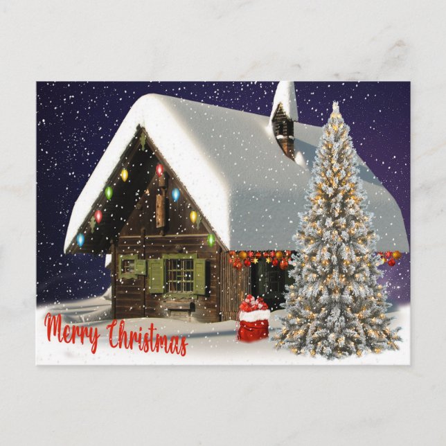 Postal Casa En Los Navidades De Nieve (Anverso)