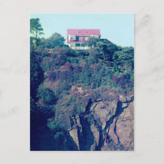 Postal Casa en un acantilado, Tenby, Gales, Reino Unido