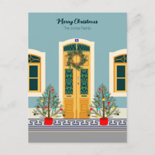 Postal Casa festiva portuguesa de Navidad Holiday
