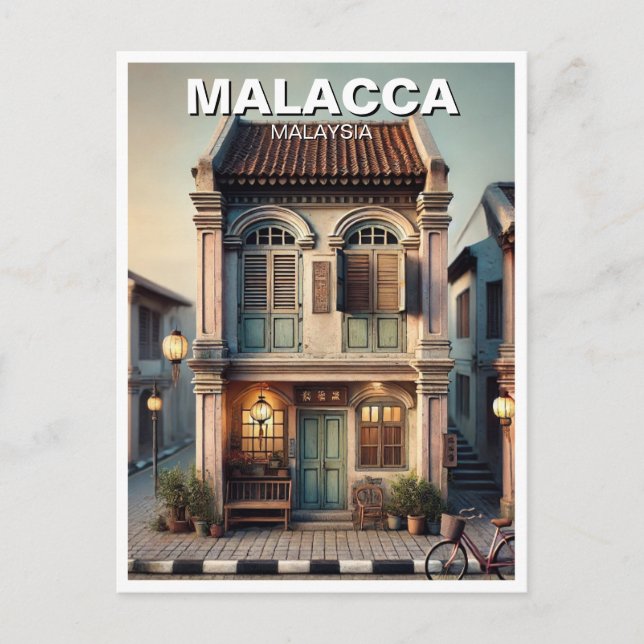 Postal Casa histórica de Malaca en Malasia (Anverso)
