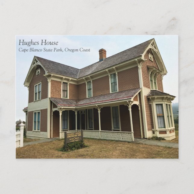 Postal Casa Hughes, Cabo Blanco, Costa de Oregón (Anverso)