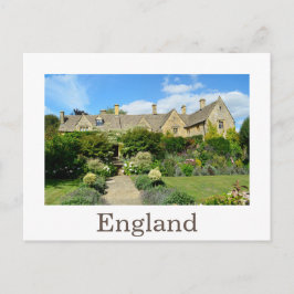Postal Casa inglesa con jardín de flores