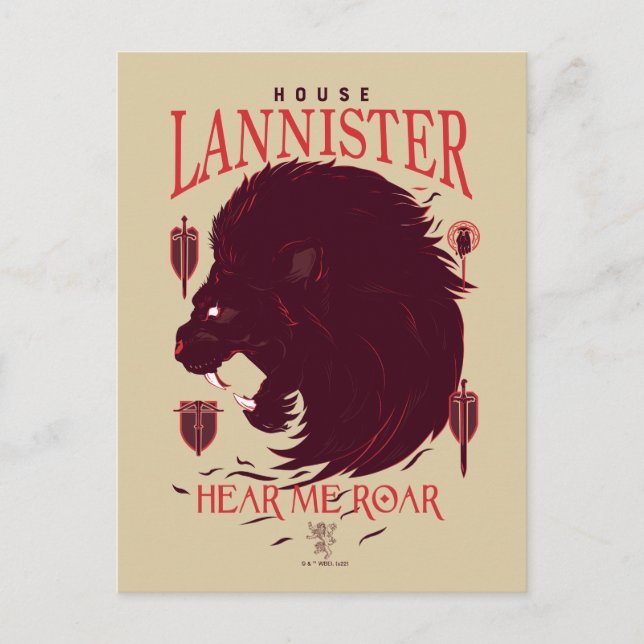 Postal Casa Lannister - Escúchame Rugir (Anverso)