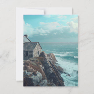 Postal Casa medieval en un acantilado
